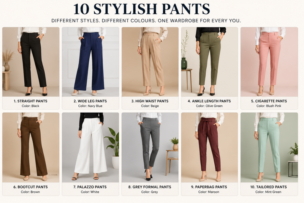 different colour formal pants